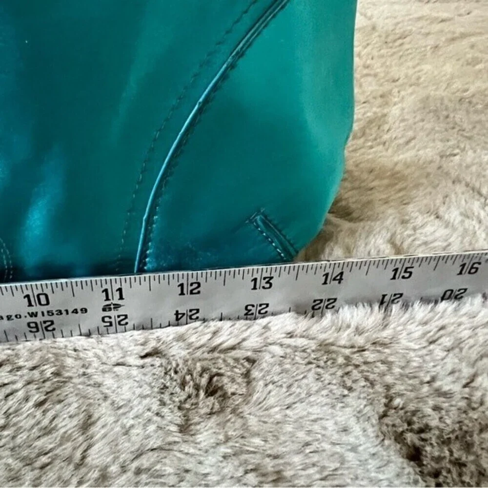 Vintage Bebe Y2K Turquoise Satin Logo Hobo Bag Teal Gold Chain